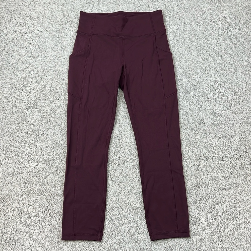 Lululemon Leggings Adjustable Waist Womens Size 6 Dark Purple Yoga Workout Pants